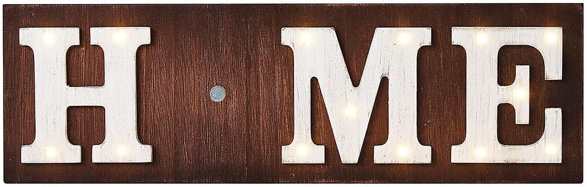 Lillian Vernon Holiday LED Light Gnome Home Table & Shelf Sitter Sign, Seasonal Tabletop Decorations & Rustic Indoor Home Decor, 3 ¾ “ Tall, MDF & Wood