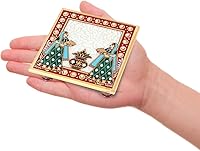 Vista 6 de Handicrafts Paradise Mármol Puja Chowki Par con Kalash