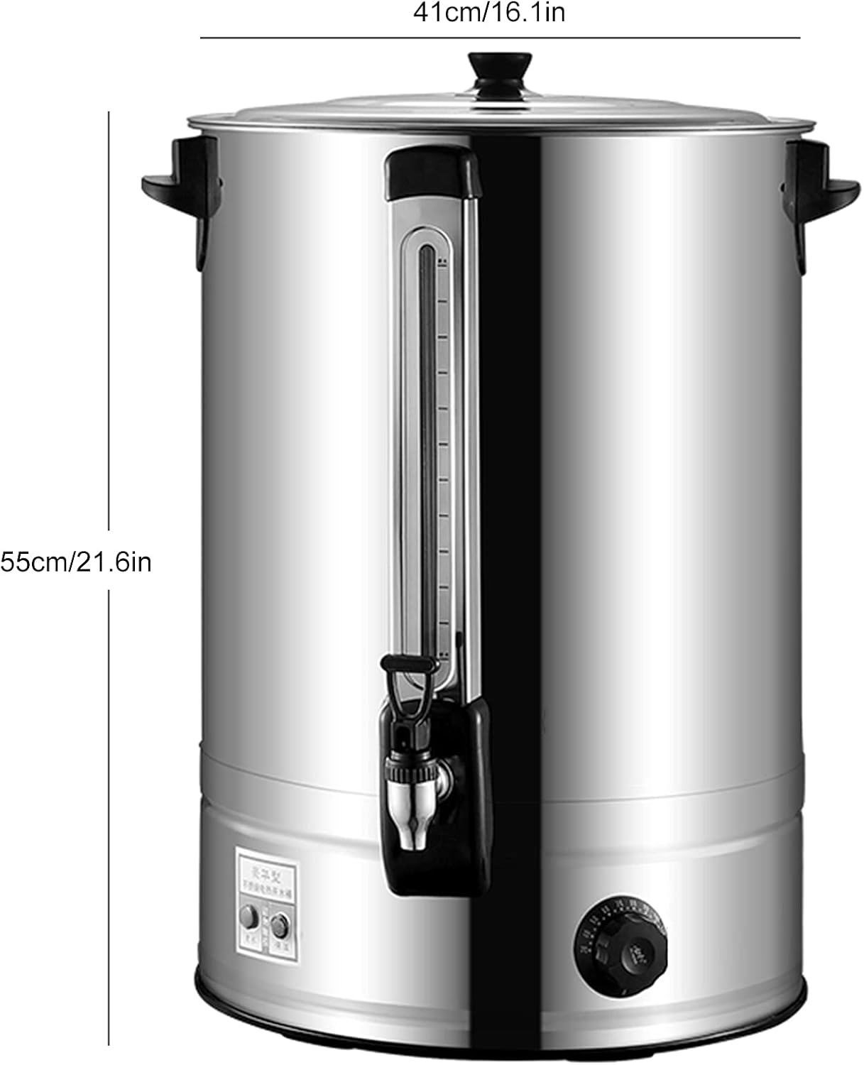 60L Stainless Steel Beverage Dispenser & Hot Water Boiler, External Water Gauge, Catering Urn for Kitchen & Office, Ideal for Parties & Events