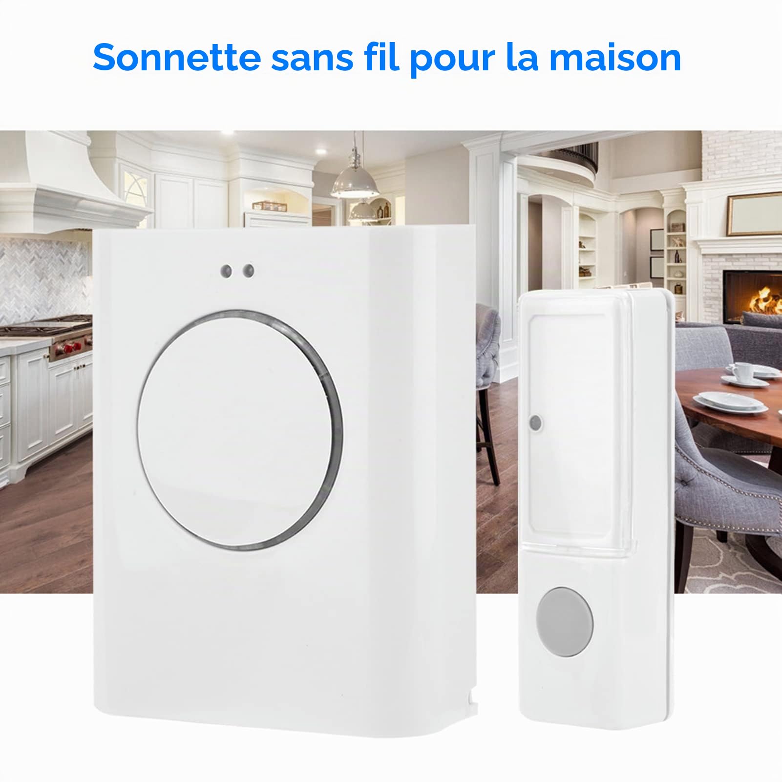 Sonnette sans Fil étanche, Téléchargement Mp3 à Distance pour la Maison, Sonnette Personnalisable sans Fil, 200M, Sonnette de Porte Mp3