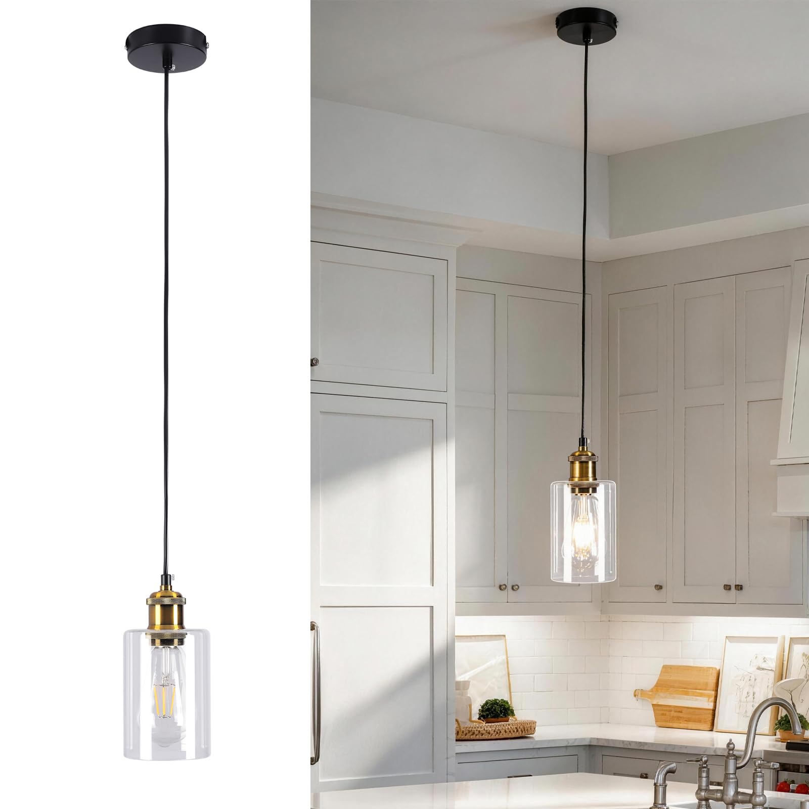 YPQXYHDA Black Farmhouse Glass Chandelier mini Ceiling Light