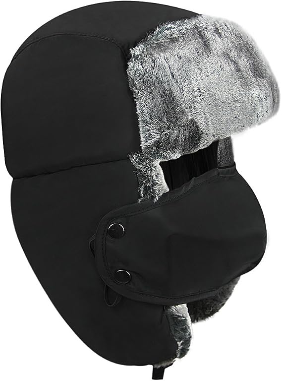 Cartoon Winter Hats Ski Cap for Girls Boys Windproof Thermal Fleece Trapper Hat with Earflap Face Warmer