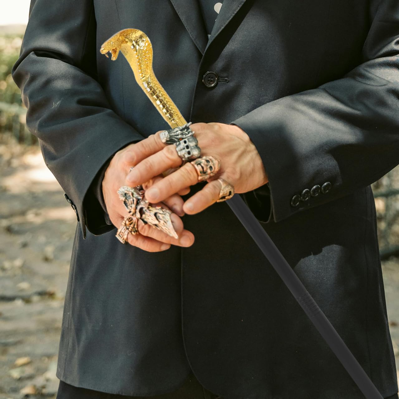 SHERCHPRY Egyptian Snake Head Cane 32 Inch Halloween Costume Prop Walking Stick Scepter for Cosplay Party Accessory