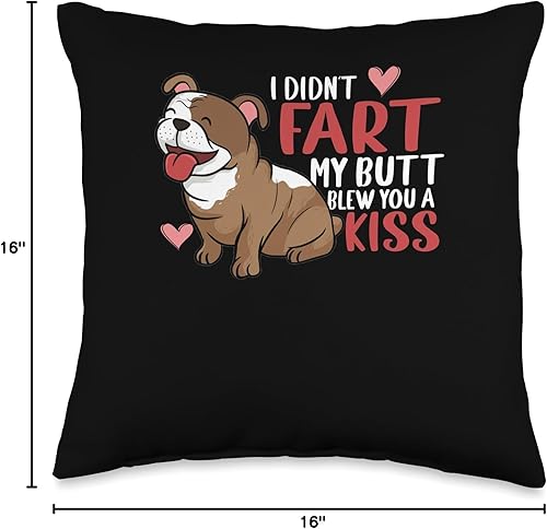 Miniatura 4 de I Didn't Fart My Butt Blew You Kiss Bulldog Gift I Didn't Fart My Butt Blew You Kiss  Divertida almohada de bulldog inglés, 16 x 16 pulgadas,