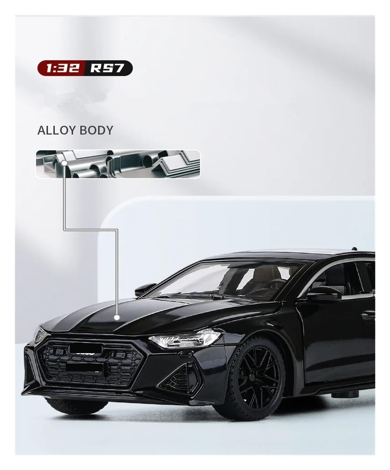 1:32 Per AUDI RS7 Coupé Modello Auto In Lega Fonde Sotto Pressione Veicoli In Metallo Alta Simulazione Suono Luce Collezione Set Giochi Modello Auto per Hobby(Blu)