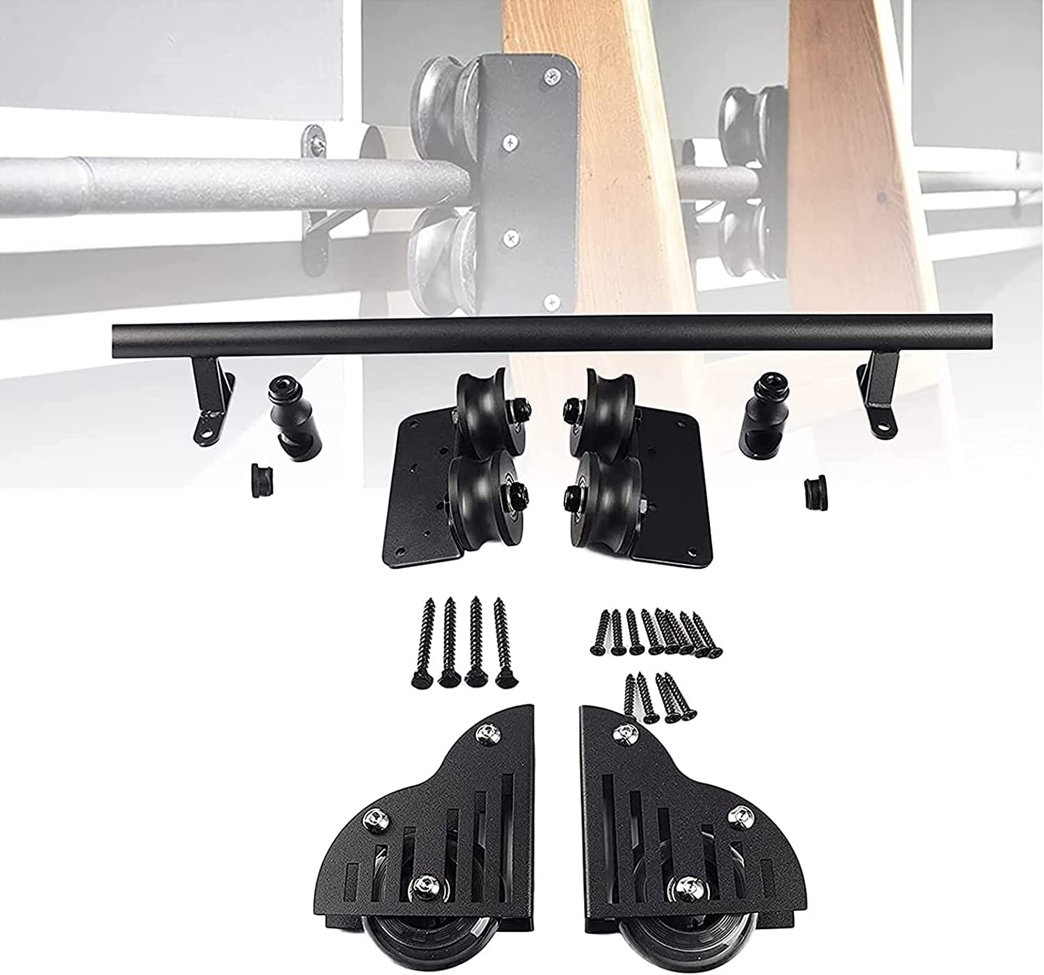 Kit de rail pour échelle coulissante noir mat de 400 cm pour bibliothèque et maison