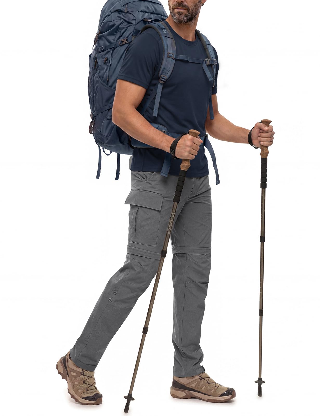 Wespornow Pantaloni da Trekking con Zip da Uomo Pantaloni da Trekking Staccabili, Pantaloni da Esterno Traspiranti Funzionali Estivi ad Asciugatura Rapida con 5 Tasche