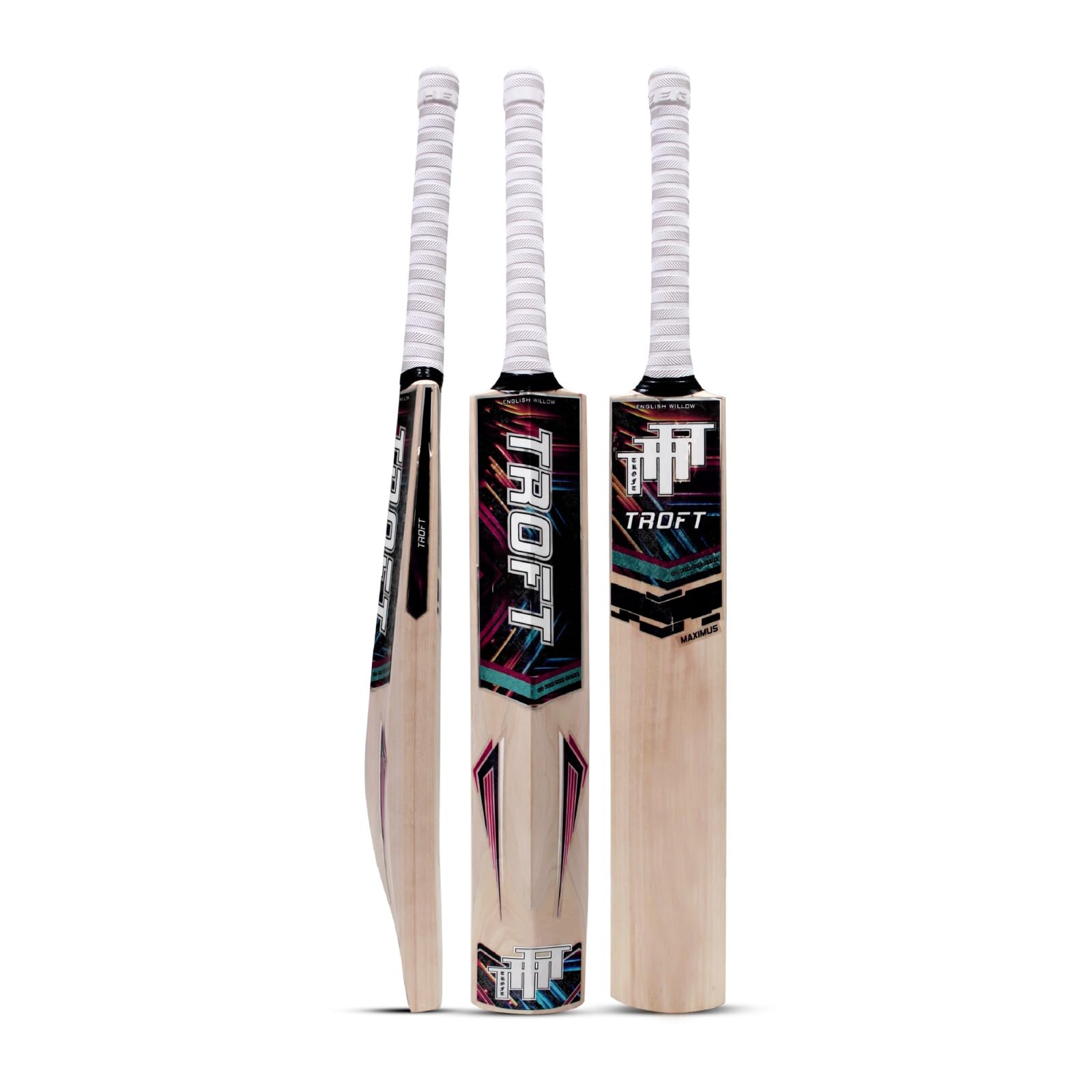 Troft Maximus Grade 1 English Willow Cricket Bat | Premium Grade English Willow Bat with Large Sweet Spot & Thick Edges | Professional Match & Practice Bat (Size LH | 34.25 in)