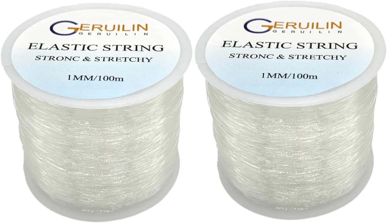 160M Elastic String 1.0mm, Jewelry Cord, Elastic Bracelet Rope Crystal Beading Cords, Transparent Elastic Beaded Line, Can Easily Pass Through Beaded Jewelry, Suitable for DIY Jewelry Making (1mm)
