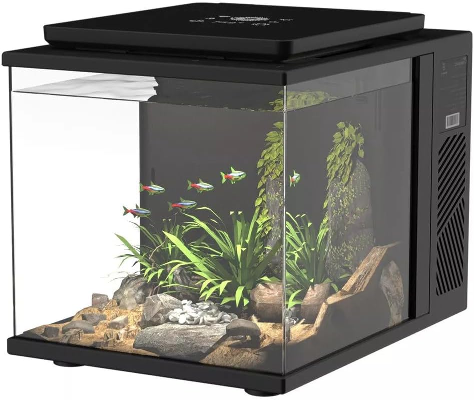 Maxspect Pico Cube Desktop Wi-Fi Enabled 2 Gallon Smart Aquarium Kit - Includes LED Lights, Heater, Filtration & Media - Black Finish