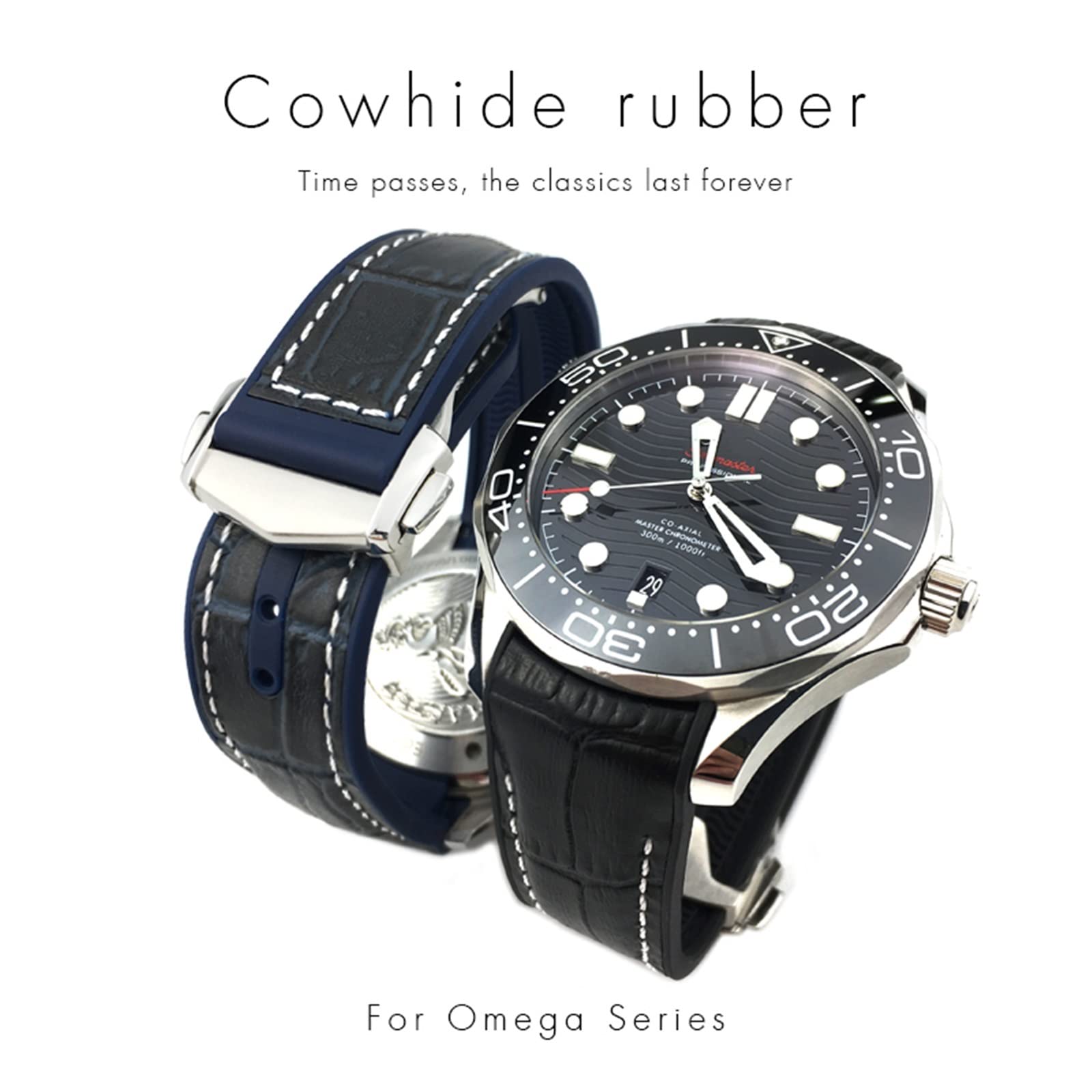 22mm paski do zegarków ze skóry bydlęcej dla Omega Seamaster 300 Speedmaster DE VILLE pasek do zegarka dla mężczyzn bransoletka punktowa klamra dla mężczyzny kobieta