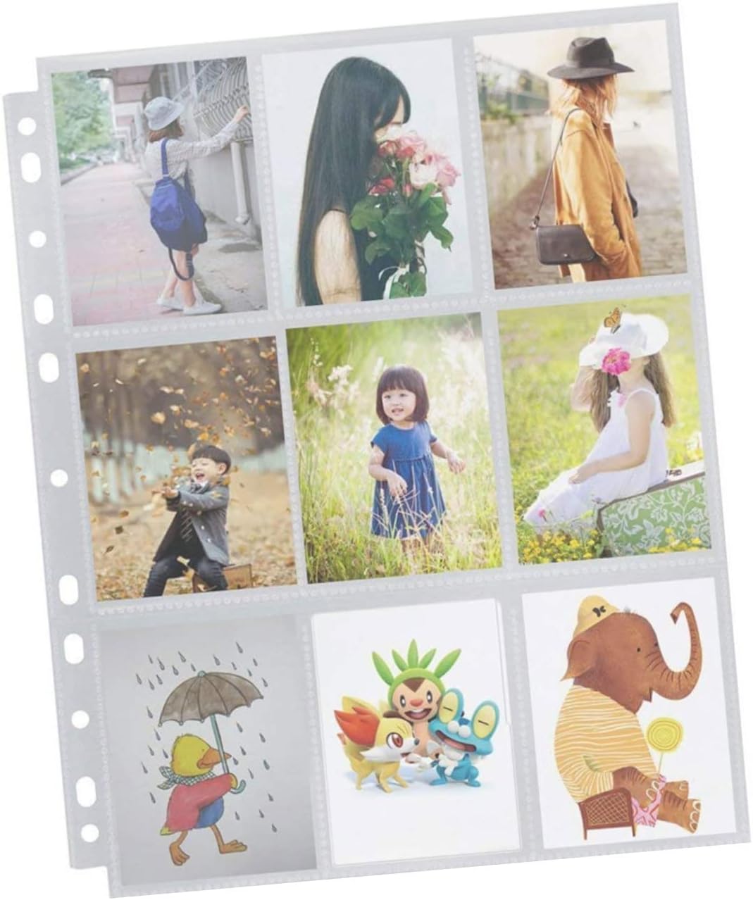 20Pcs Photo Album Sleeves High Transparency Postcard Holders Loose Leaf Page Protectors for Id Cards Present Cards and Photos Album Supplies