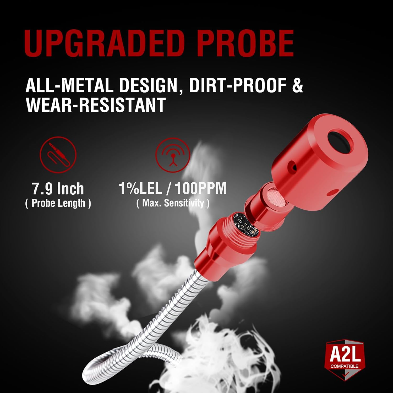 Refrigerant Leak Detector, Aprvtio WJL-6000PRO Combine A2L Freon Leak Detector Rechargeable, 0.14 oz/yr Sensitivity, Audible & Visual Alarms, Automotive AC Leak Detector for R454B R1234yf R32 R410A