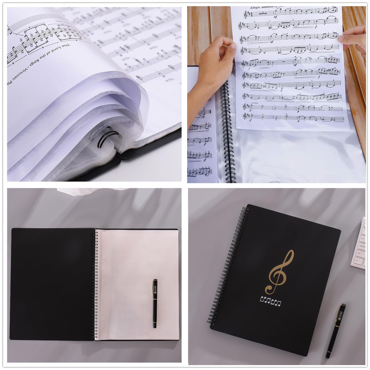 Cartella per Spartiti Musicali A4, Libro Tascabile per Spartiti 50 Tasche/100 Pagine, Portadocumenti per Pianoforte, Cartella di Presentazione Portaspartiti, Partiture Musicali, Carta