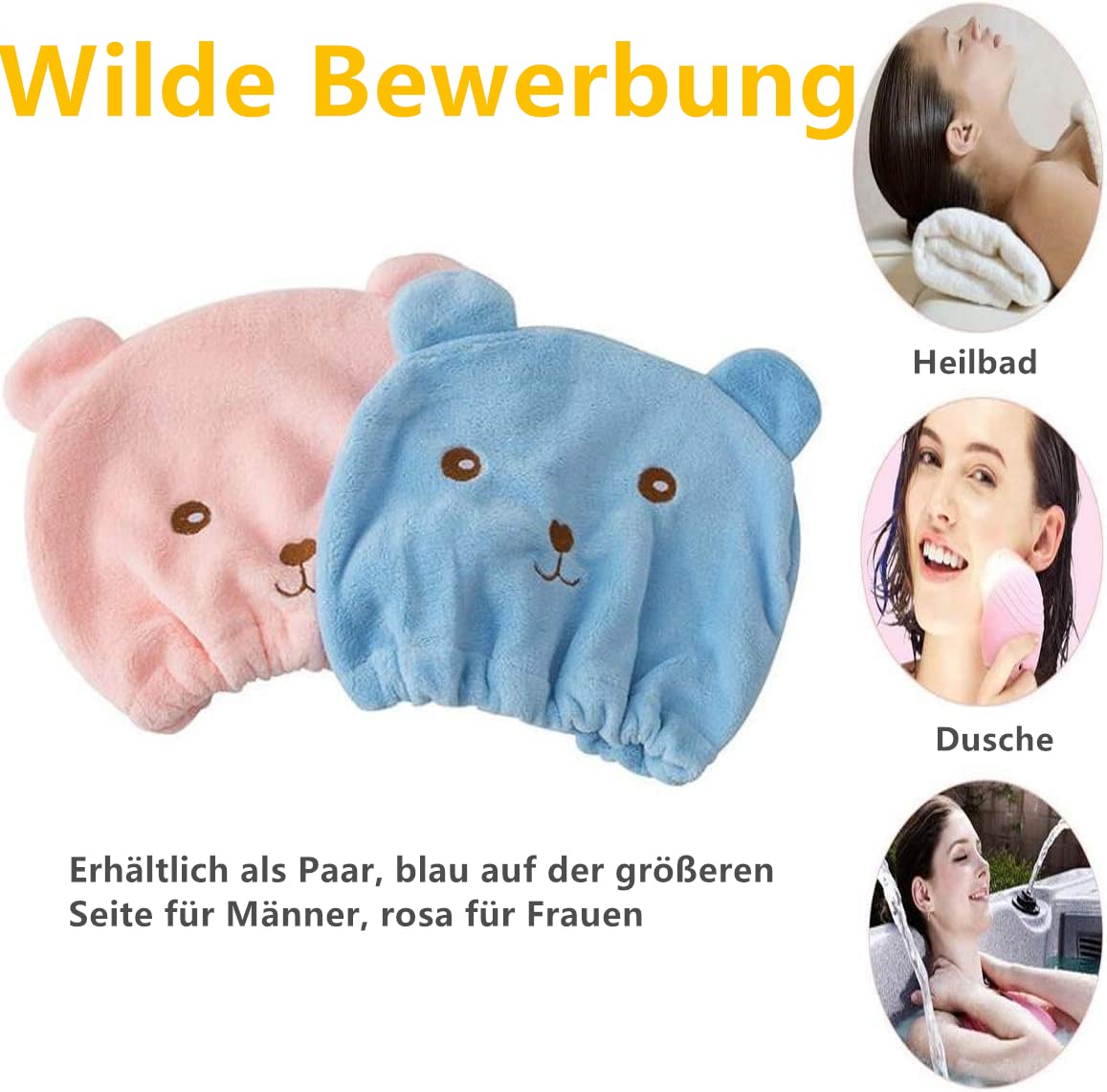 2 asciugamani in microfibra per capelli, assorbono l'acqua, capelli secchi dolci, cappello turbante, ad asciugatura rapida, per donne, adulti o bambini, ragazze