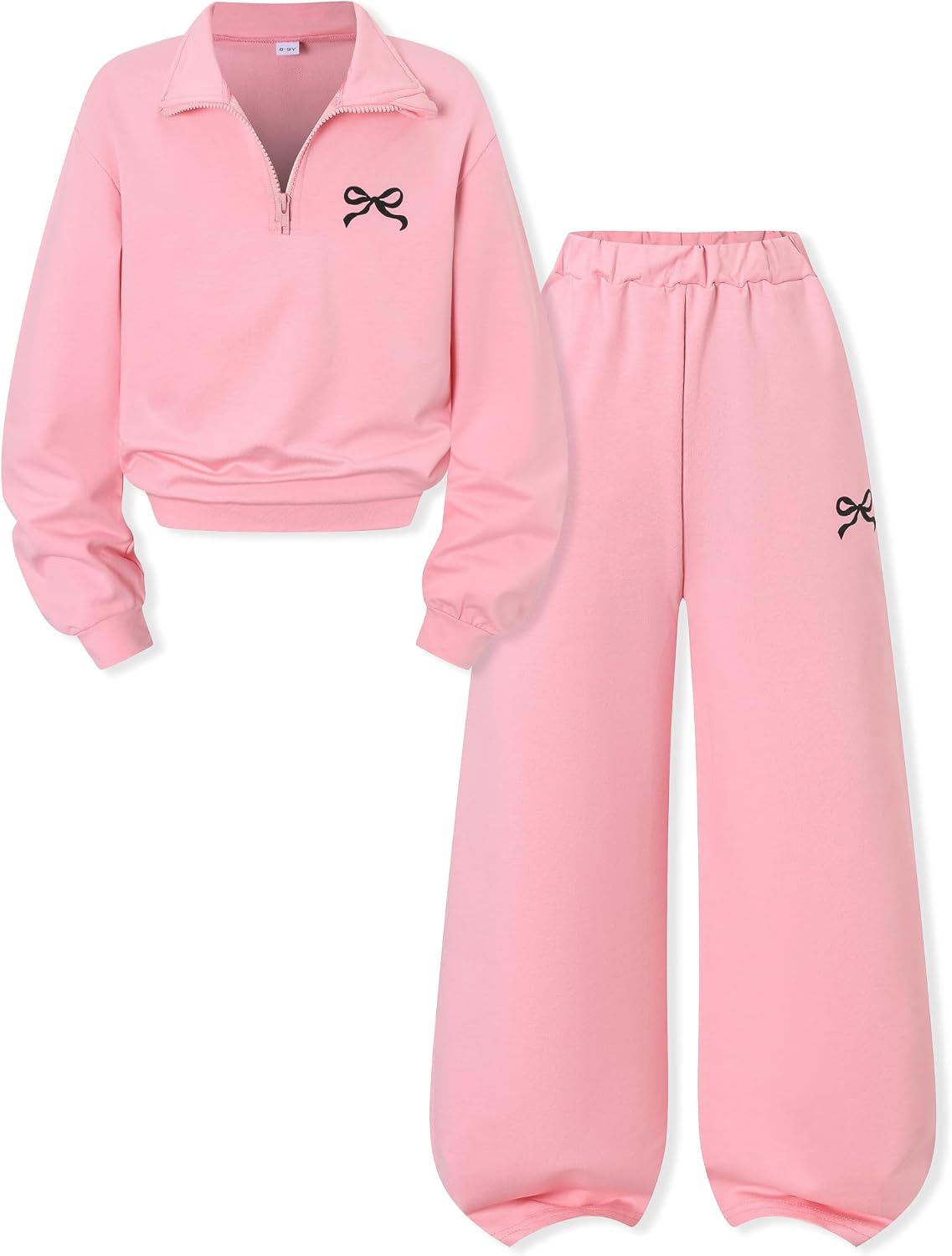 Cakaner Girls 2 Piece Outfit Set Half Zip Pullover Sweatshirt & Wide Leg Pants Sets Tween Girls Fall Clothes Size 8-13
