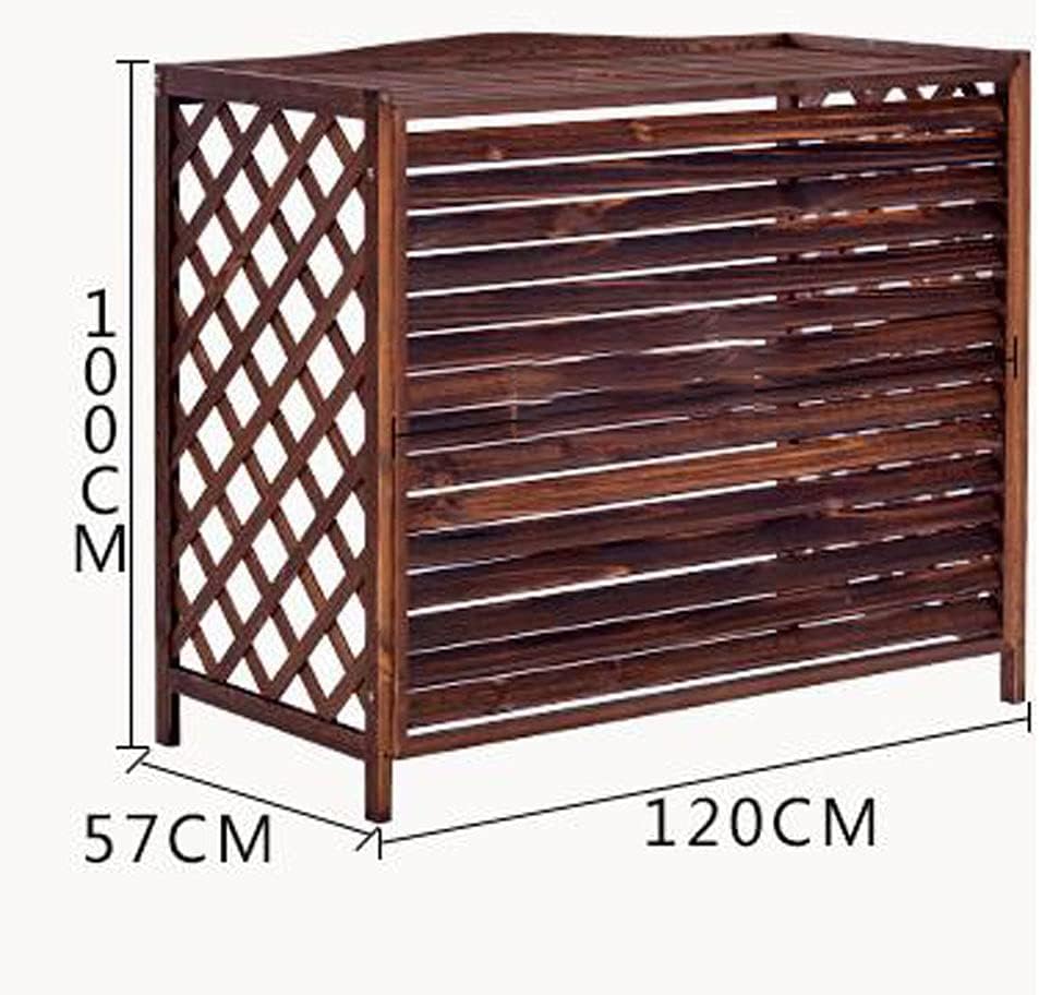 Air Conditioner Cover,Wooden air Conditioner Cover Outdoor air Conditioning Rack Frame Radiator Cover,with Blinds Grid Design,Easy to Care,Windproof and Rustproof, Easy to Install,for Outdoor use