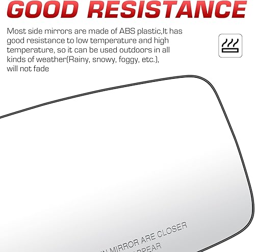 Miniatura 5 de Espejo calefactable con vista lateral derecha del pasajero para Dodge Ram 1500 2500 2009 2010 para Ram 1500 2500 2011-2018, repuesto 68079362AA,