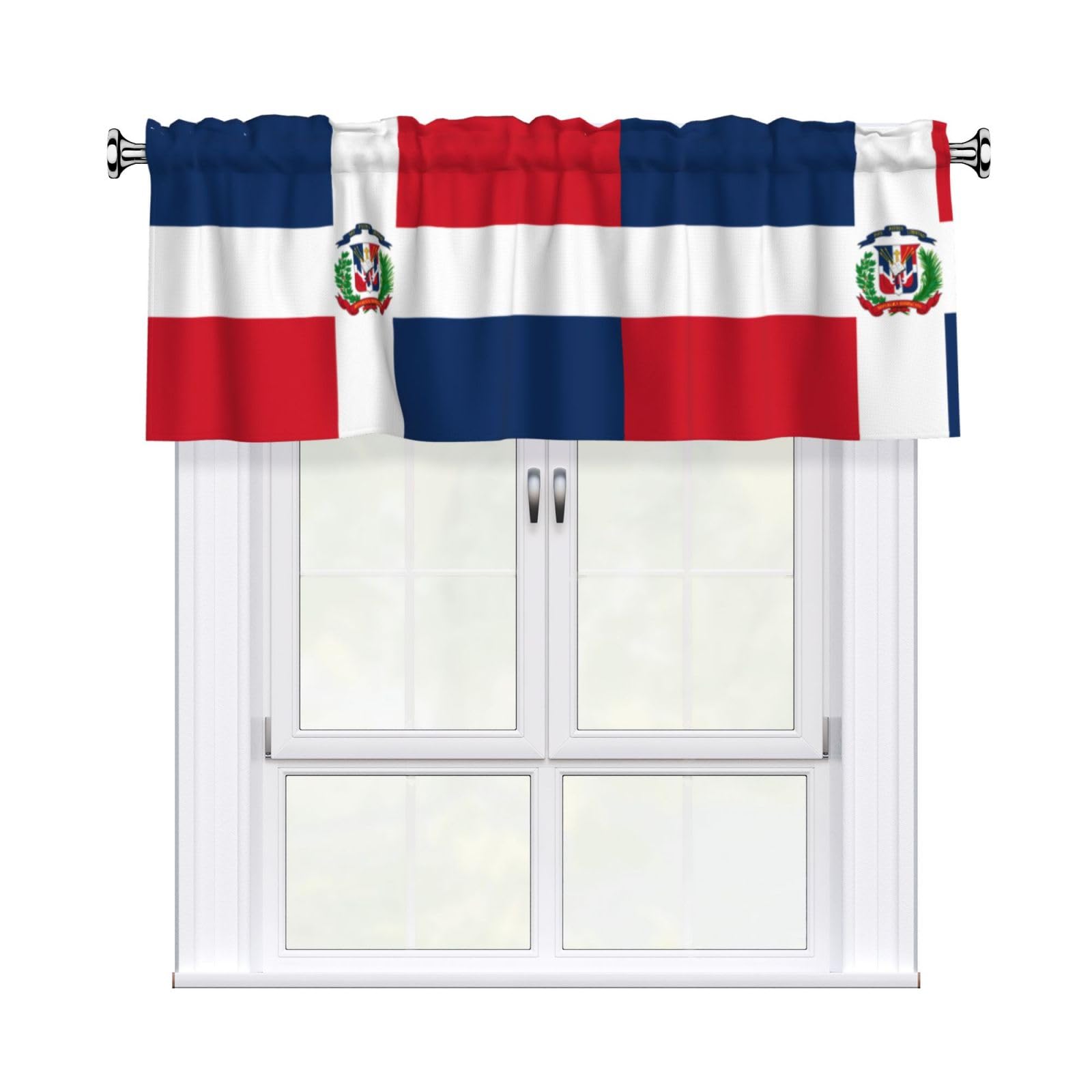WHJDPP Dominican Republic Prints Charming Kitchen Window Cover – 54x18 Inch Peach Skin Valance with Decorative Print