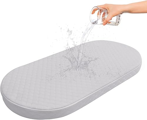 Colchón de moisés para bebé compatible con Dream On MeFisher-Price Baby Bedside Sleeper, transpirable, espuma premium, forma ovalada con funda