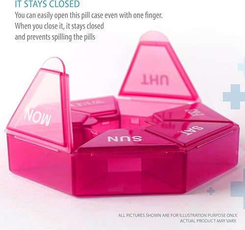 Miniatura 27 de Pastillero portátil de 7 caras, planificador de medicamentos, estuche pequeño (contenedor semanal de siete días) para medicamentos, cajas de soporte