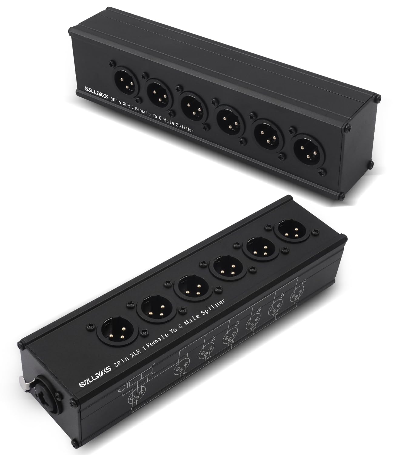 3-poliger XLR 1/4 TRS-Buchse auf 6 XLR-Stecker, 1-in-6-Out-Splitter-Adapter, professioneller symmetrischer paralleler 6-Wege-XLR-Einzeleingang auf sechs Ausgänge, Adapter für Mixer, Mikrofon