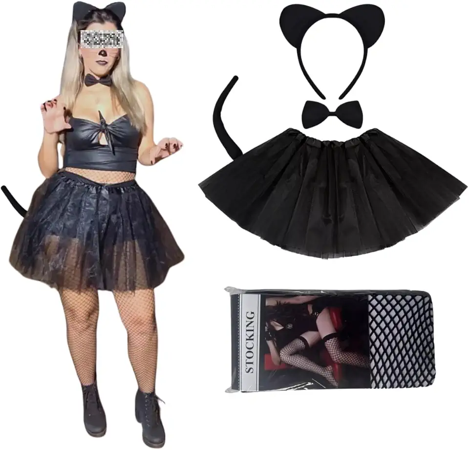 Fantasia Halloween Feminina Gata Cosplay Gatinha Carnaval