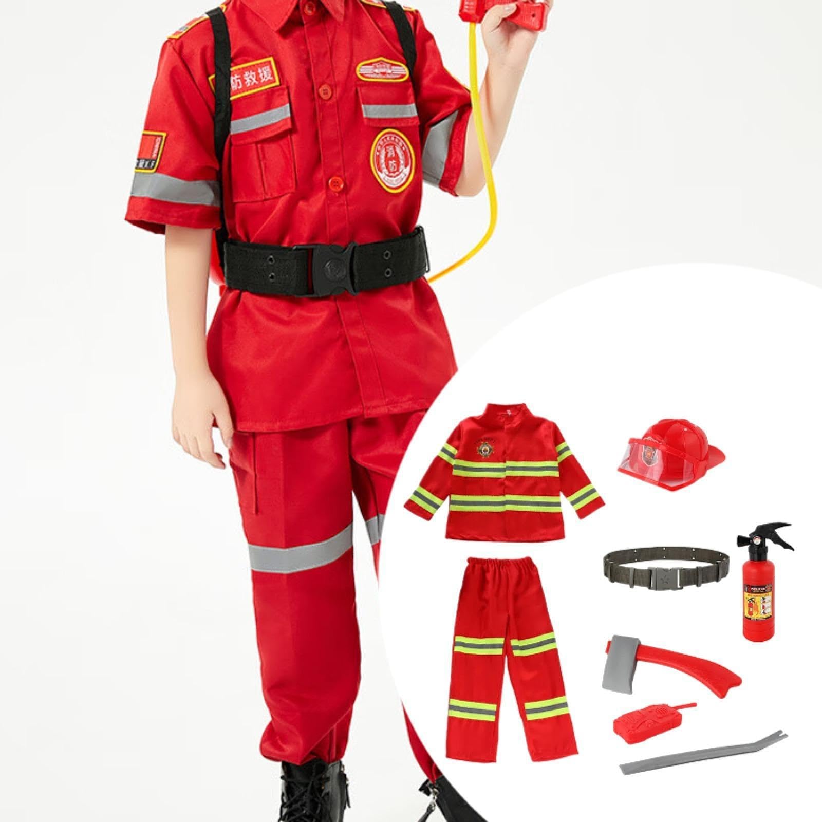 Feuerwehr Kostüm Kinder Outfit Uniform Zubehör Gürtel Aus Polyester für Rollenspiel Halloween Party Geschenk Heimdekoration, Stil C