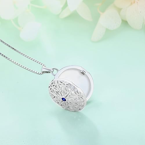 Miniatura 3 de FJ Medallón de plata de ley 925 con colgante de plata de ley y forma redonda vintage con circonita cúbica cadena de 180in para mujeres y mujeres