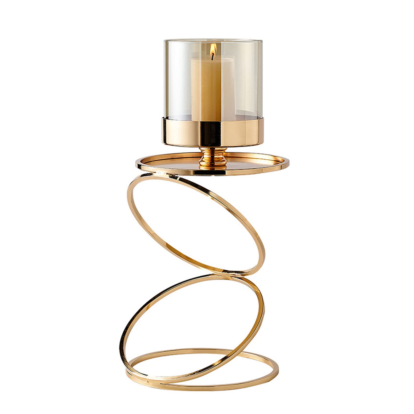 Supporto per Portacandele in Oro, Portacandele in Metallo E Vetro, Romantico Portacandele A Lume di Candela per La Festa di Compleanno di Natale di San Valentino,H: 28cm