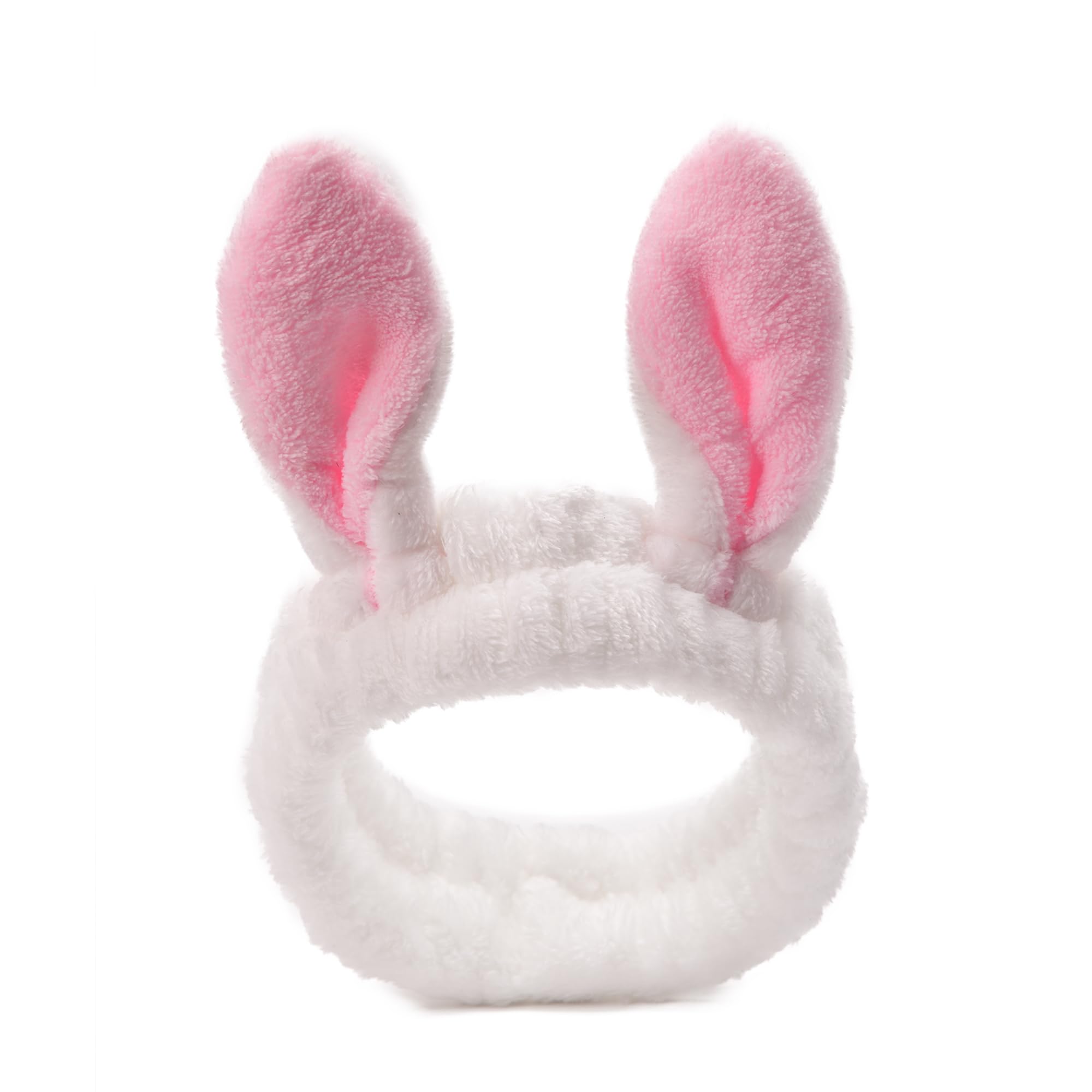 Plush Bunny Ear Headband For Women & Girls Soft Elastic Hair Band For Women, Girls, Spa, Makeup, Face Wash, Skincare Routine, Cute Rabbit Ear Design, Beauty (White)-image-7