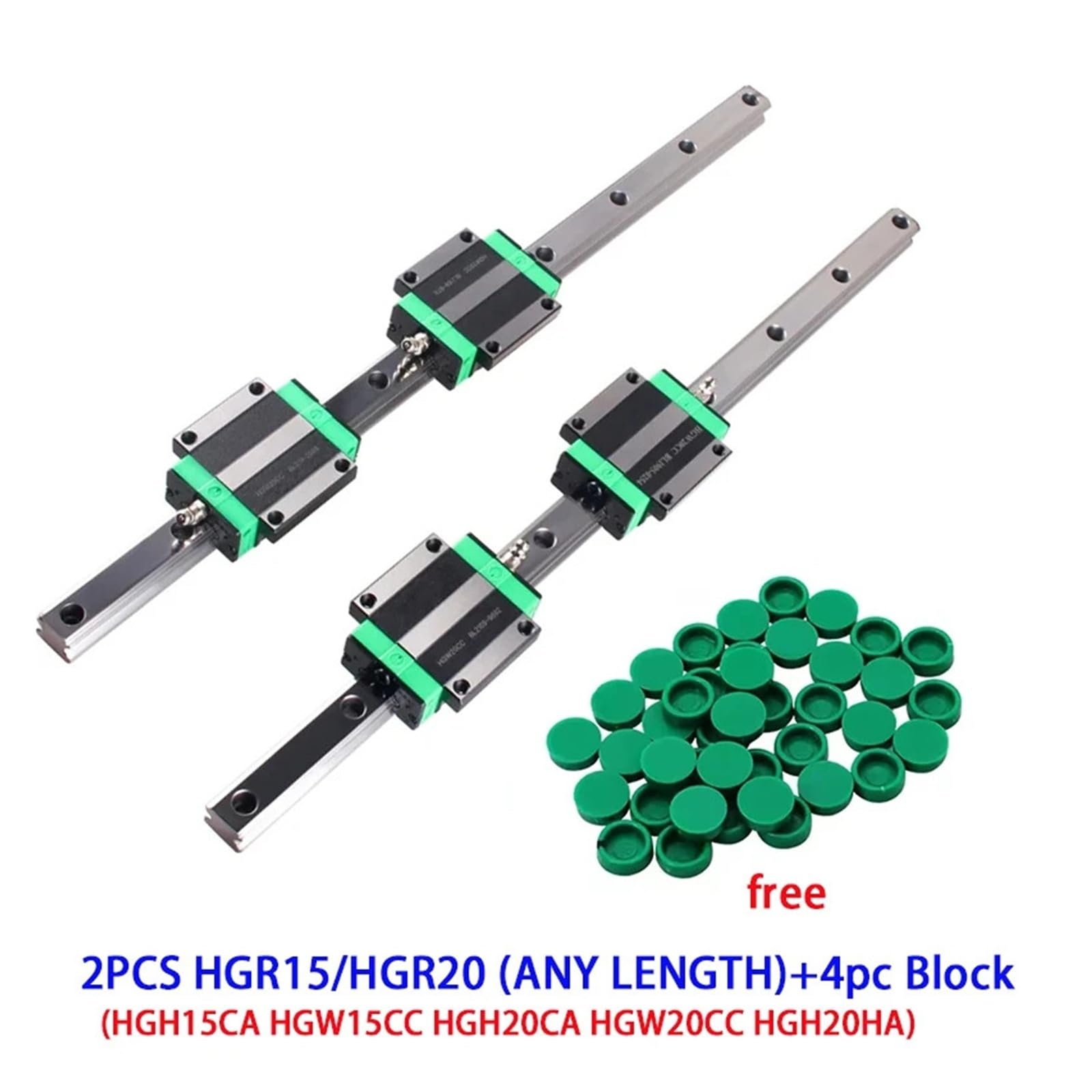 2 guide lineari quadrate HGR15 HGR20 + 4 pezzi HGH15CA HGW15CC HGH20CA HGW20CC blocco scorrevole f.l.a.n.g CNC router incisione (2 binari 4 pezzi HGH20CA, 300 mm)