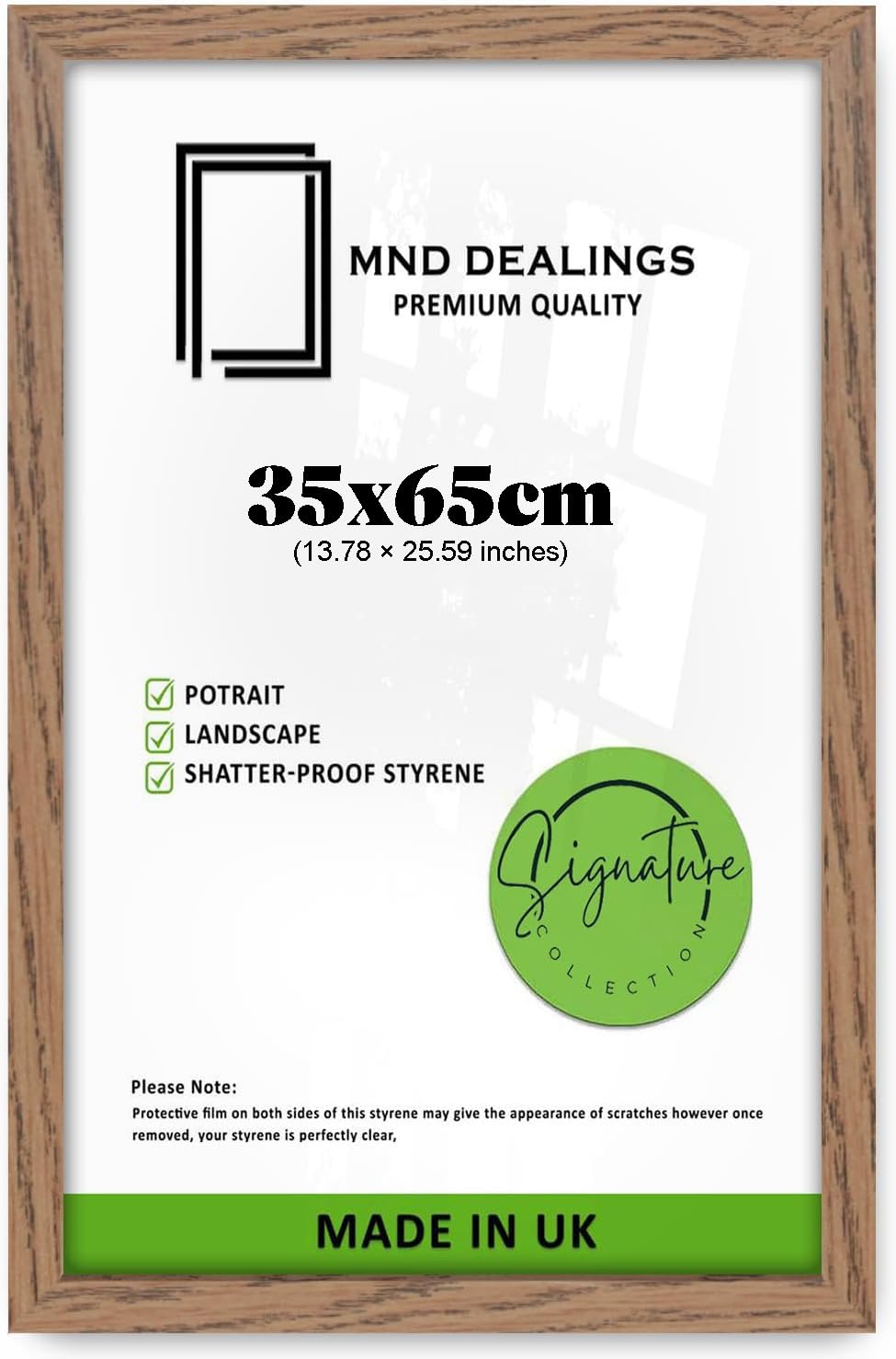 MND Dealings 35x65 Cm Modern MDF Wooden Black Frame | Durable Wide Poster Frame for Large Puzzle & Wall Art Décor at Home or Workspace - (Dark Oak)