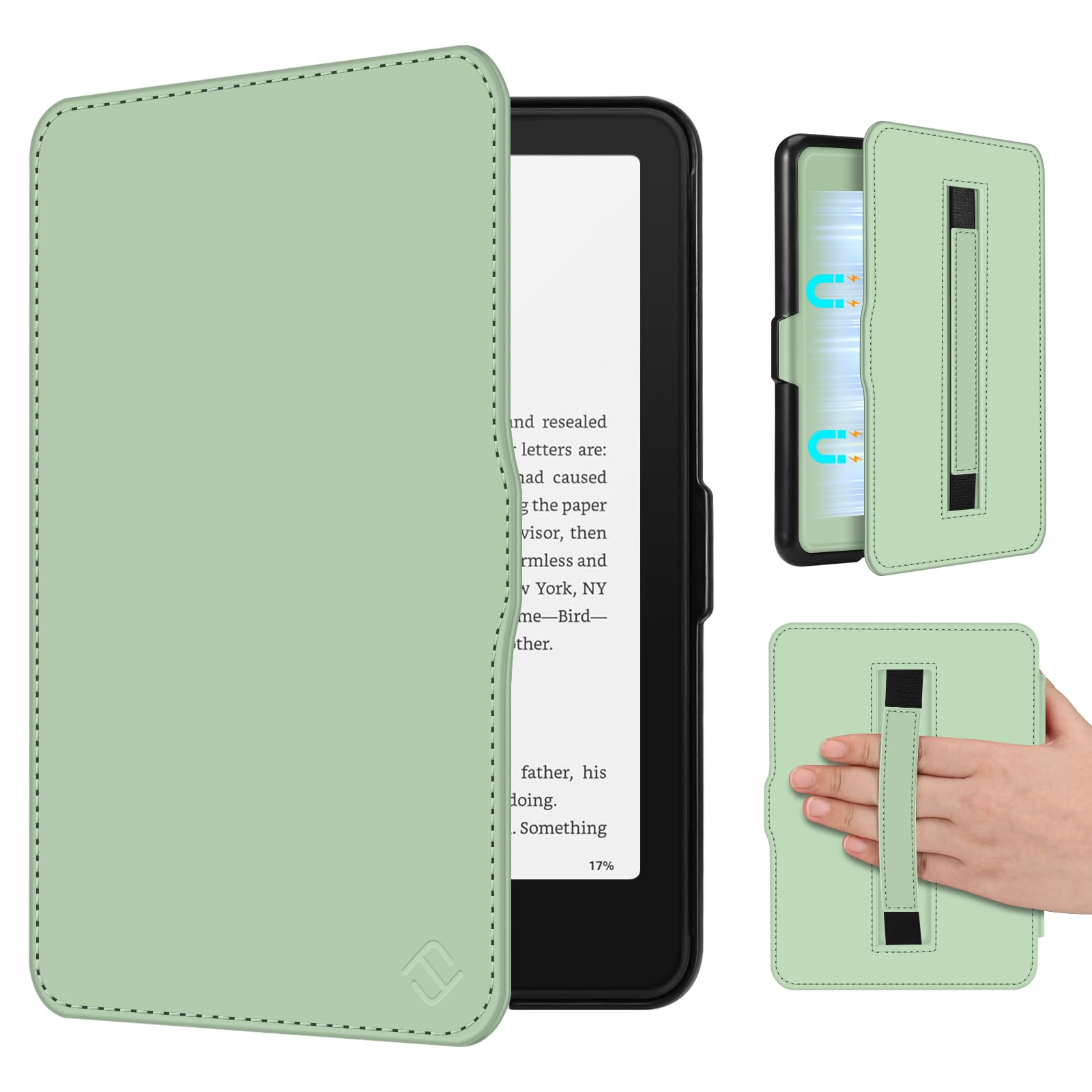 FINTIE Custodia per 7" Kindle Paperwhite (12ª Generazione, 2024) e Kindle Colorsoft (1ª Generazione, 2025/2024), Custodia Sottile e Leggera con Cinturino Auto Sveglia/Sonno, (Verde)