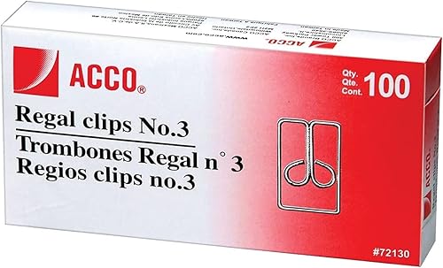 Miniatura 2 de ACCO #3 - Clips de búho Regal, alambre de acero, 1 pulgada de longitud, plata, 100 clips por caja (A7072130)