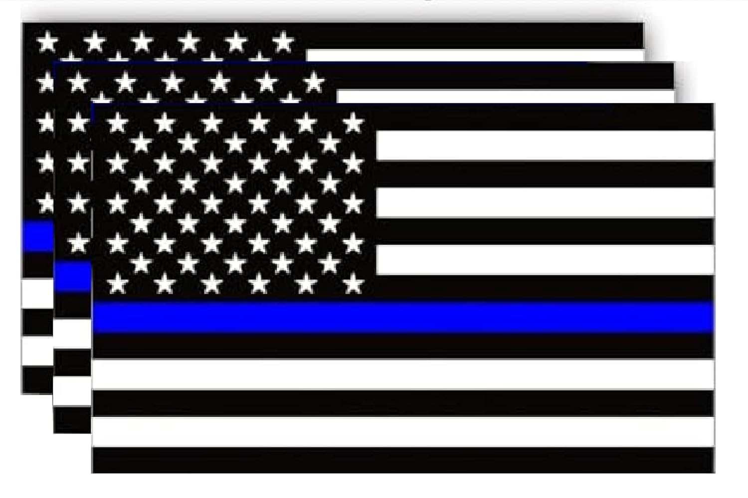 Thin Blue line American Flag Stickers-3Pack, 5x3 Inches Reflective Back The Police Decals Waterproof for Law Enforcement Support, Vehicles, Car Bumpers, Trucks, Motorcycles, Helmets, Laptops, Windows