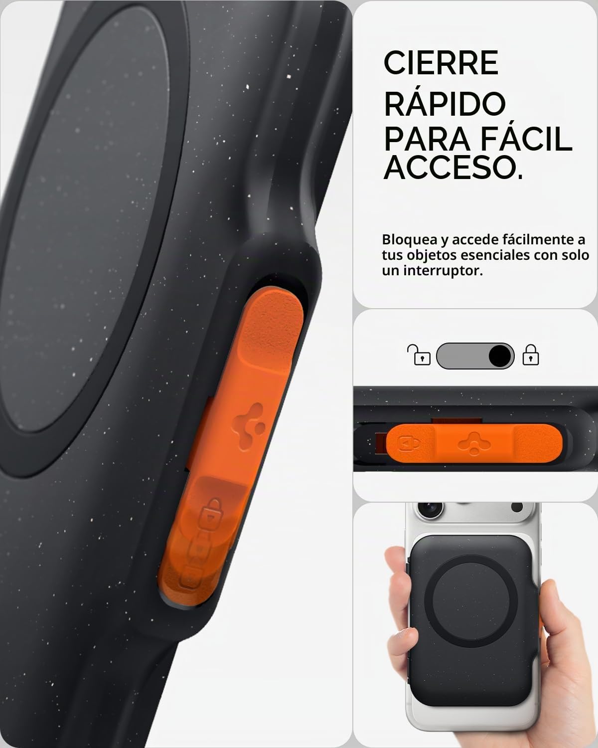 Spigen Cartera Magsafe TinTap MagFit+ Tarjetero Magnético con Sistema de Bloqueo Compatible con iPhone 17/16/15/14/13/12 Magsafe Wallet