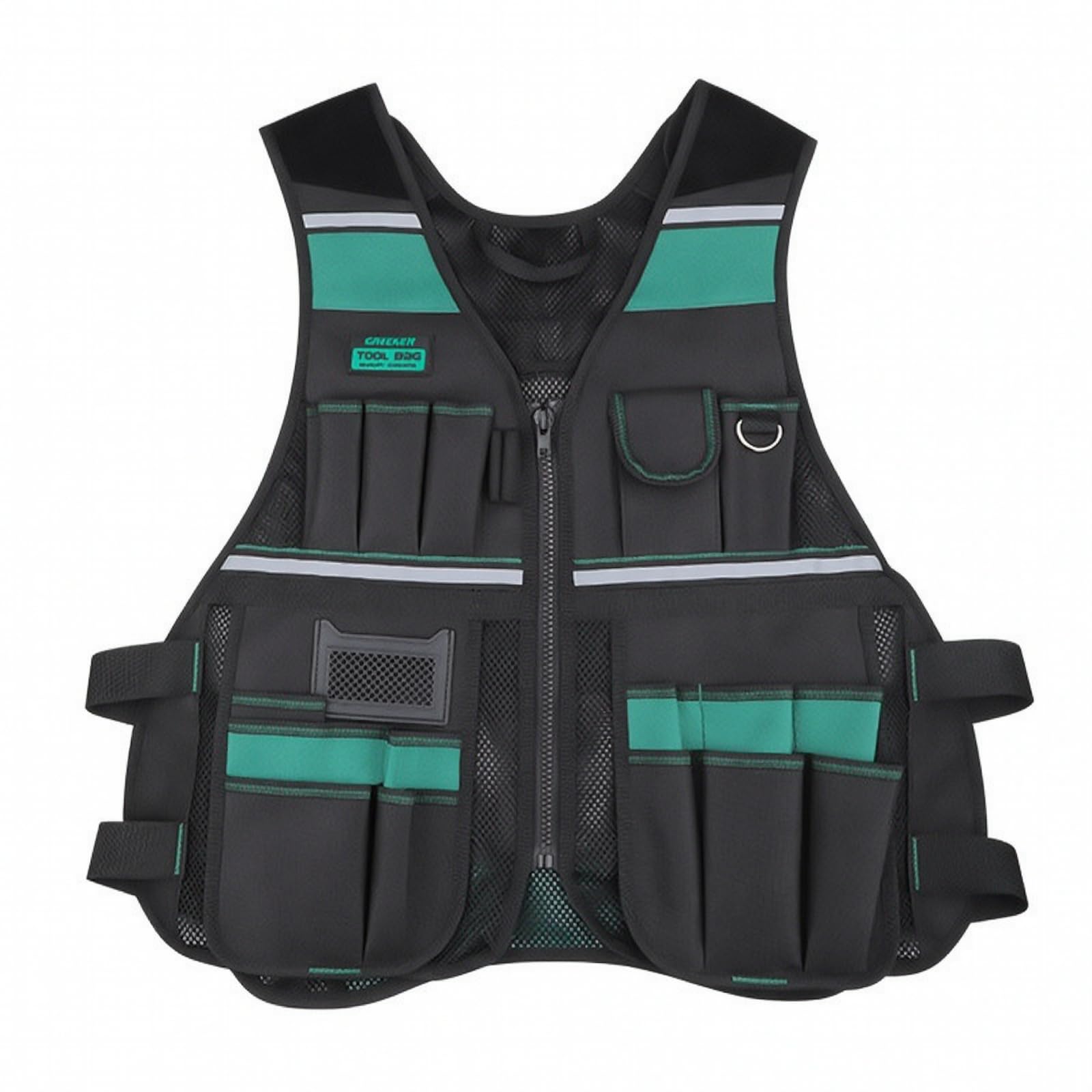 Gilet da Lavoro Durevole Abbigliamento Inserti in Re Traspiran, a Mani Libere, Gilet con Organizer per Piccole Parti, Cantiere, Officina, Manuntori, Stile A
