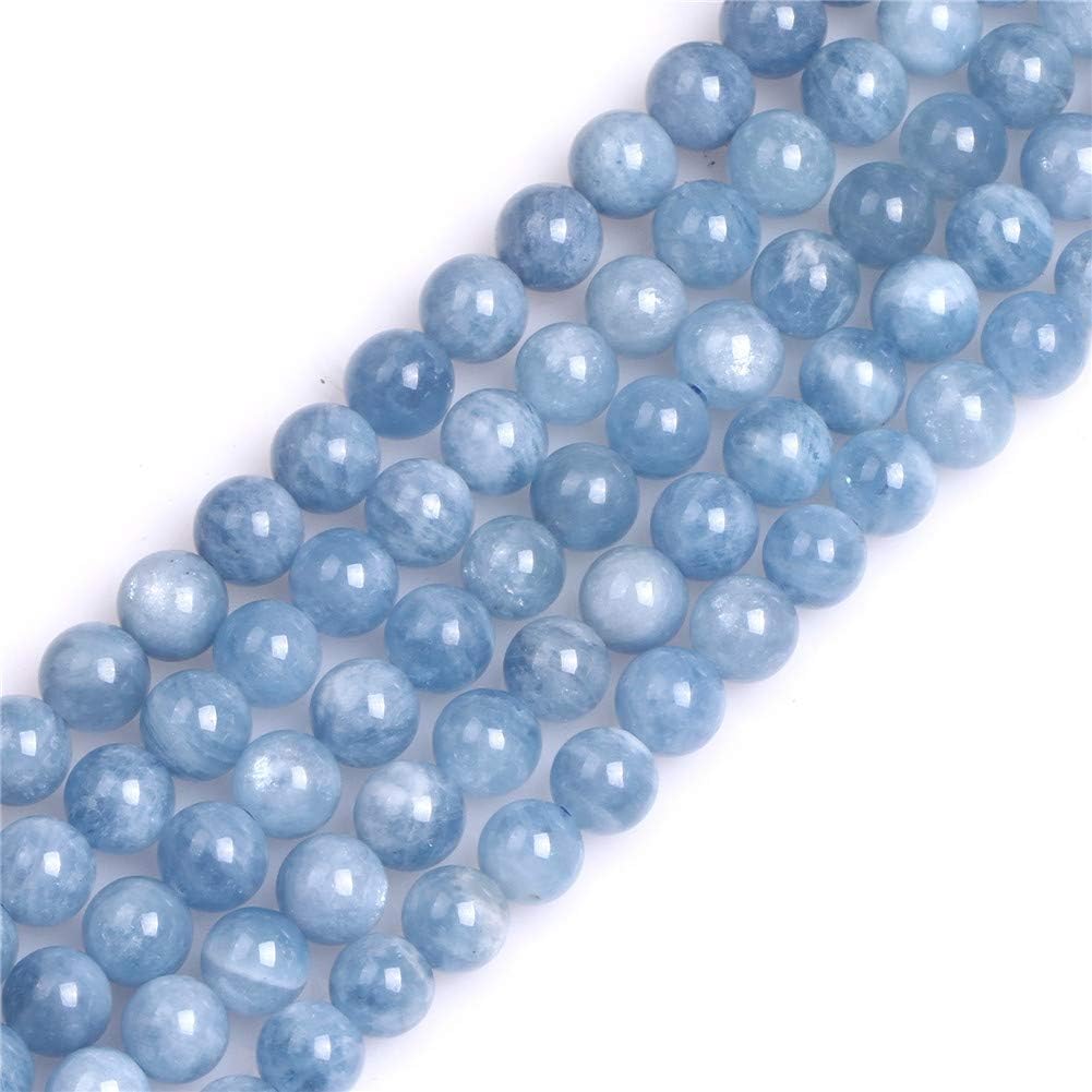 GEM-Inside Natural 6mm Blue Aquamarine Quartz Gemstone Loose Beads Round AA Grade Crystal Energy Stone Power for Jewelry Making 15"