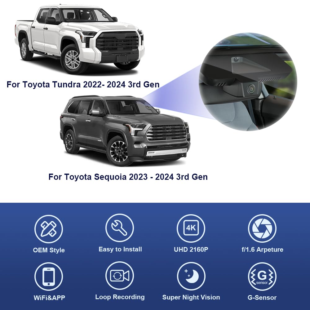 Snapklik.com : Fitcamx 4K Dash Cam For 2022-2025 Toyota Tundra ...