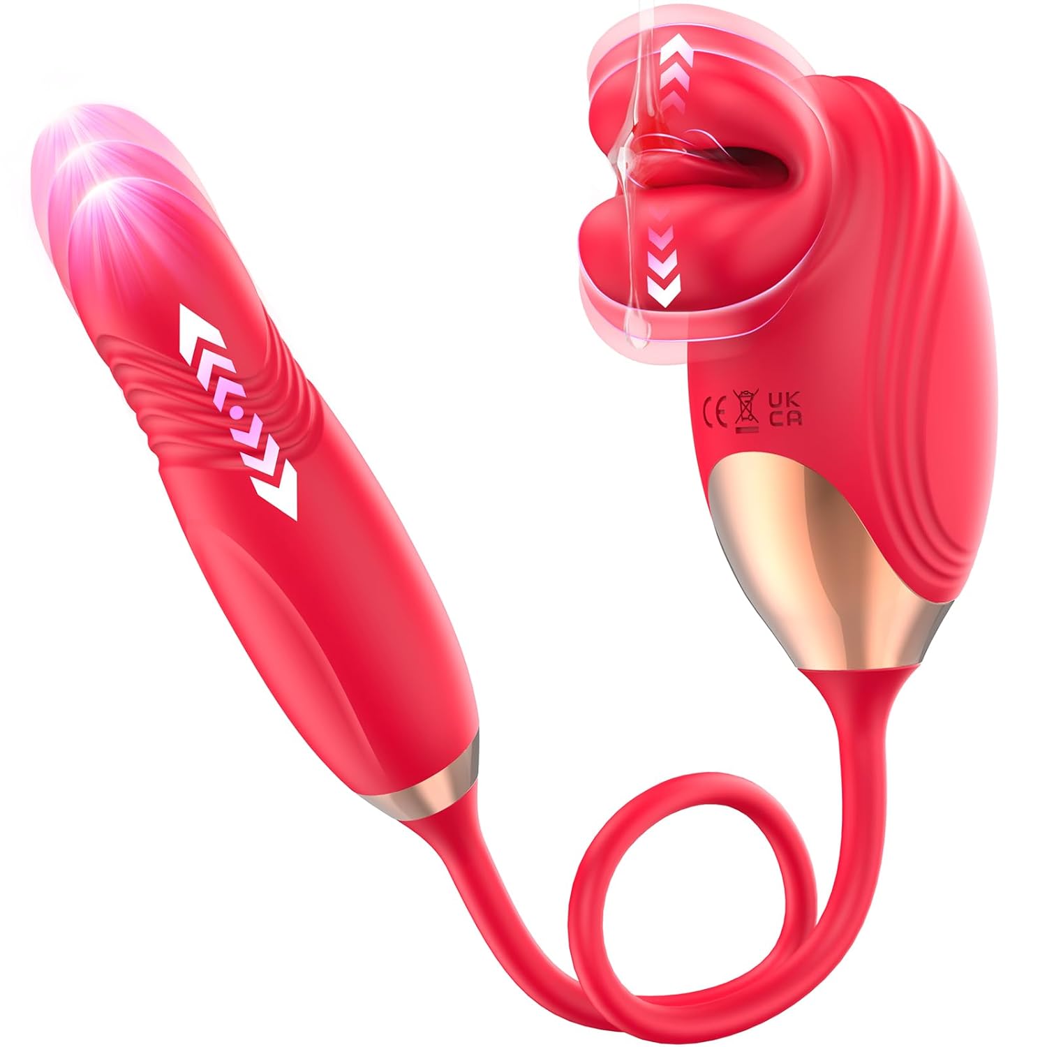 Rose Vibrator Women Sex Toys - G Spot Mouth Vibrators with 10 Biting Licking Vibrating 10 Thrusting Modes