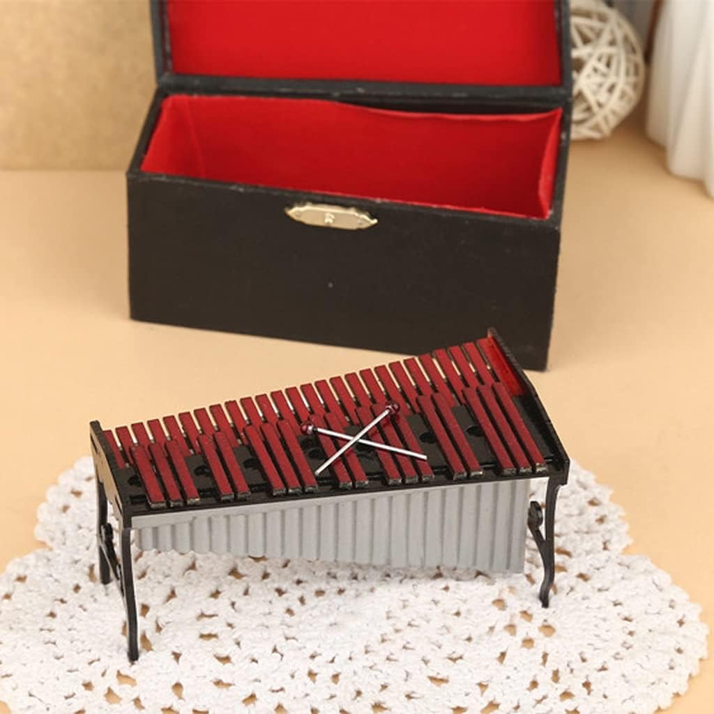 DWQ Mini Marimba Model with Box, Miniature Musical Instrument Desktop Decoration for Shooting Props/Music Gift (Size : 12cm)