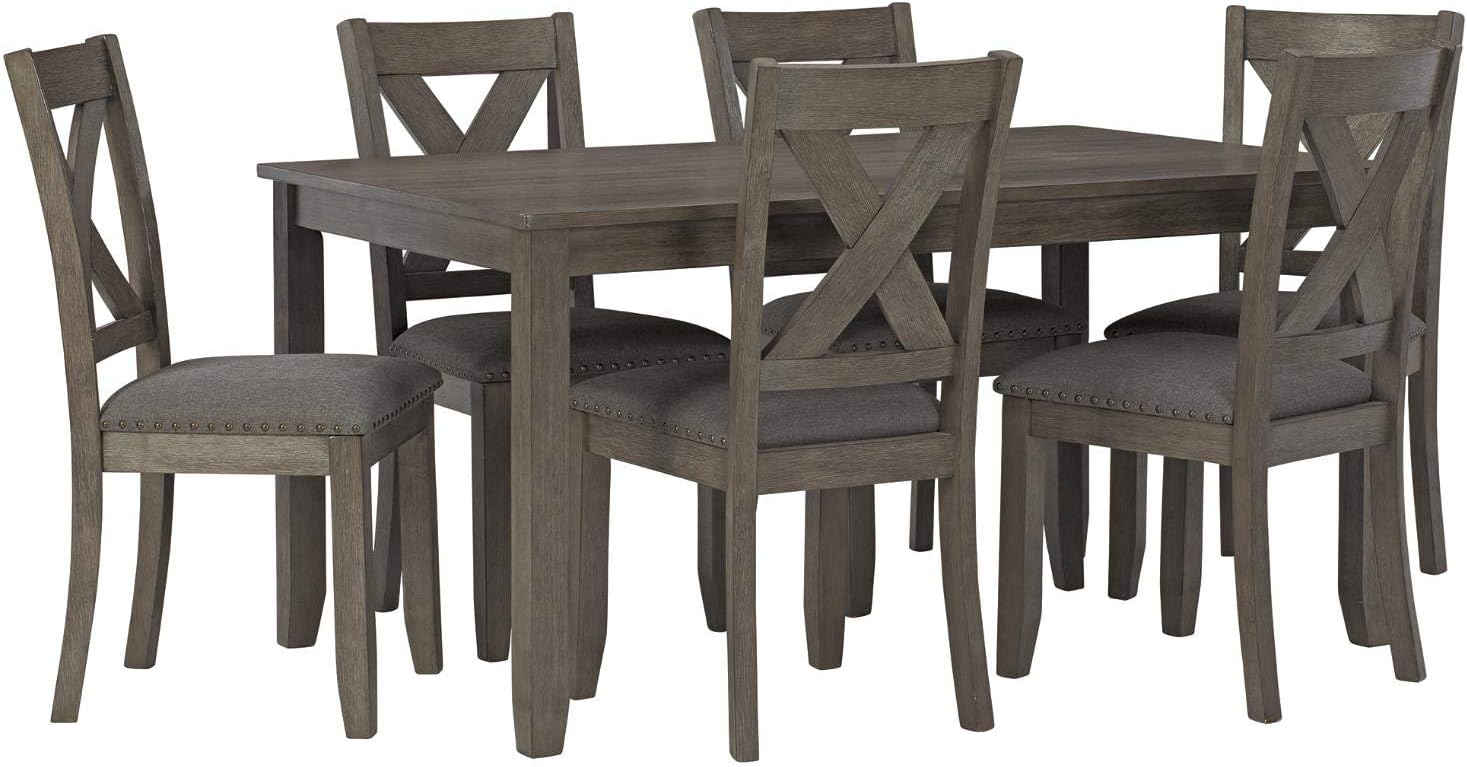 Signature Design by Ashley Caitbrook Rustic 7 Piece Dining Set, Include Table and 6 Chairs, Gray