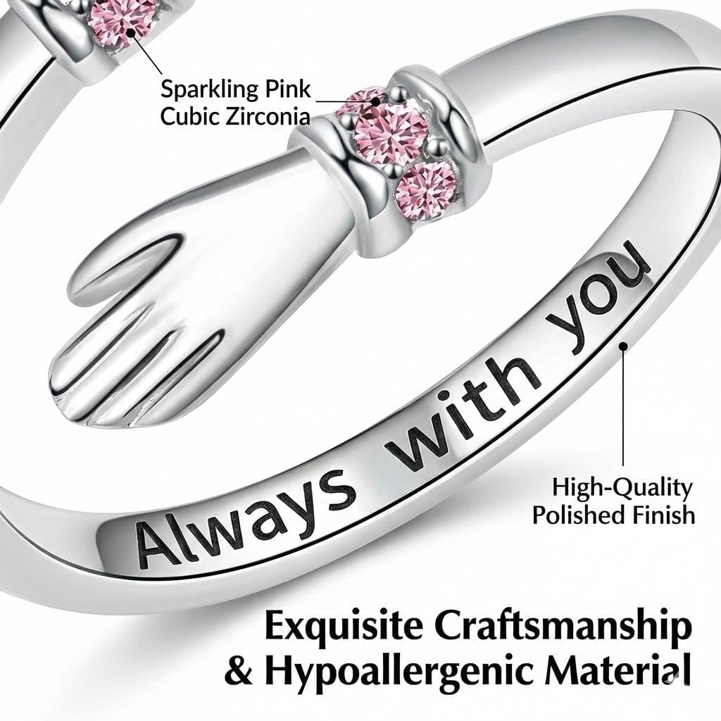 Hope Rings Hug Ring for Granddaughter Hug Ring to My Granddaughter Non Tarnish Adjustable Inspirational Always With You I Love You Forever Message Jewelry Gift - Image 5