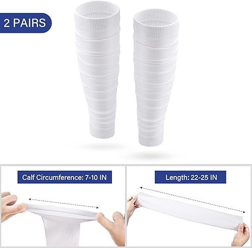 Miniatura 10 de Kasyat 2 pares de calcetines de fútbol para hombre, manga de compresión de pantorrilla, para fútbol, correr, adultos, jóvenes, mujeres