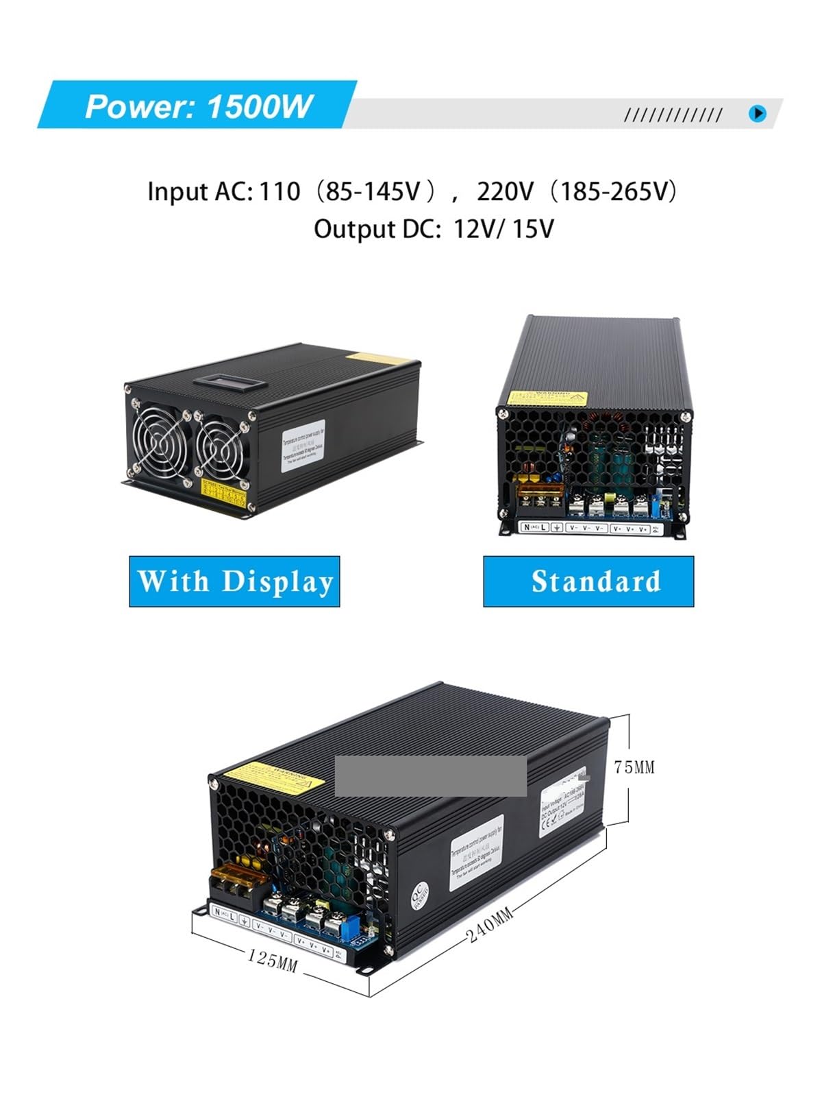 Transformator napędowy Zasilacz impulsowy, transformator napędowy 12V 125A 1500W AC na DC, elektronika przemysłowa silnika CNC i sprzęt elektryczny itp,Do silników CNC, urządzeń elektronicznych przem