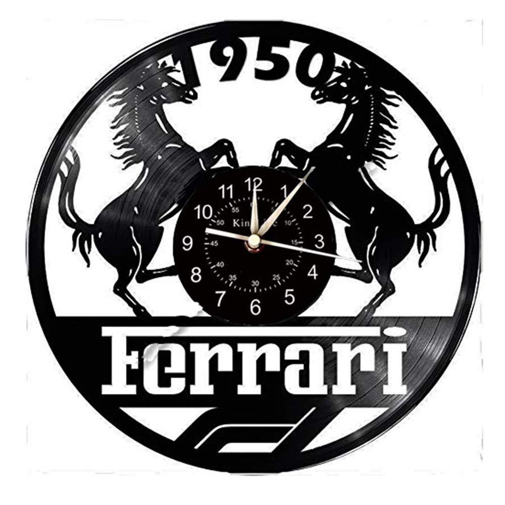 Smotly Vinyl wall clock, Ferrari-themed wall clocks and clocks, creative gifts for handmade wall clocks. (Gift hook)