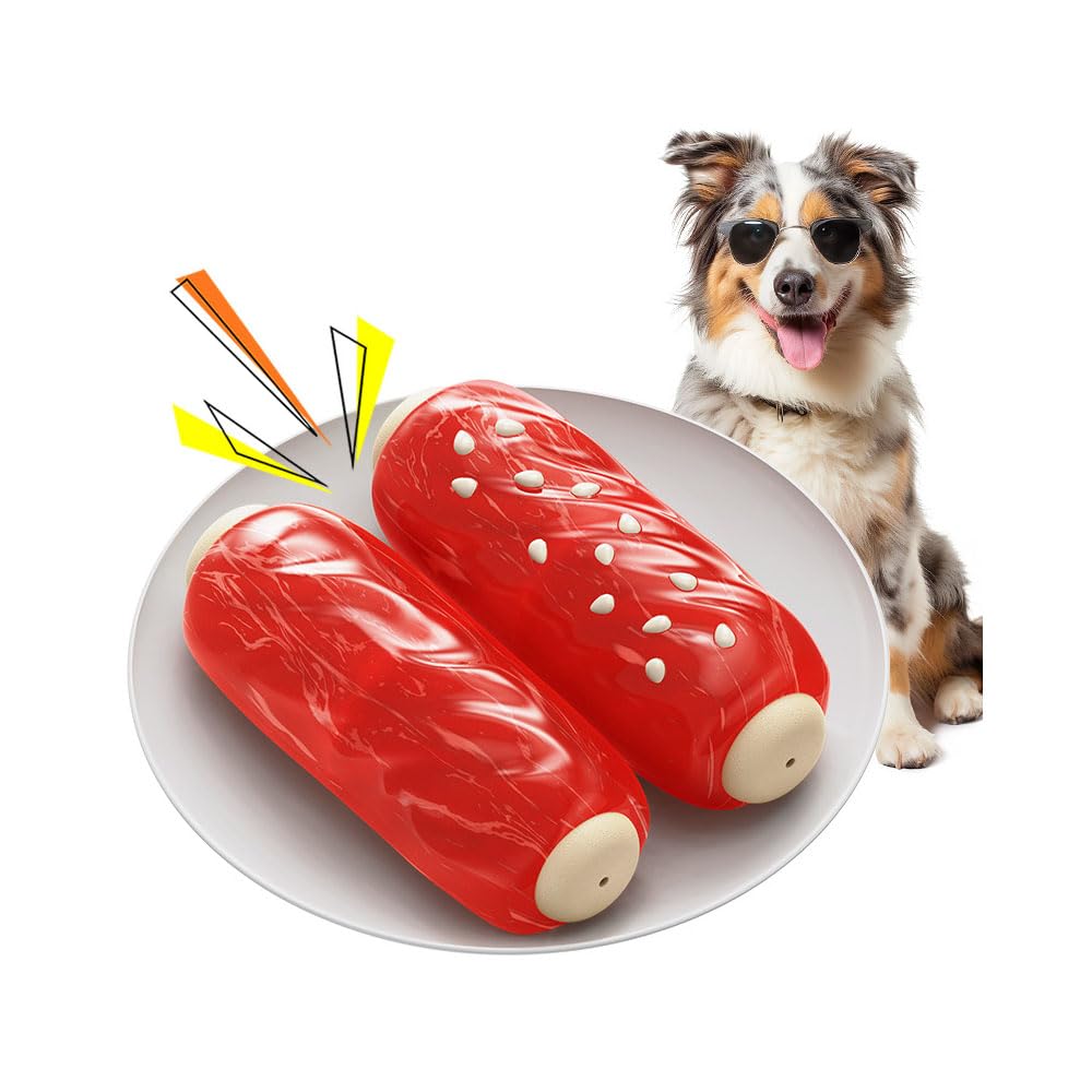 Herjiore Hundespielzeug – Unzerstörbares Kauspielzeug In Wurstform, Lebensmittelechtes TPR, Mit Quietschfunktion