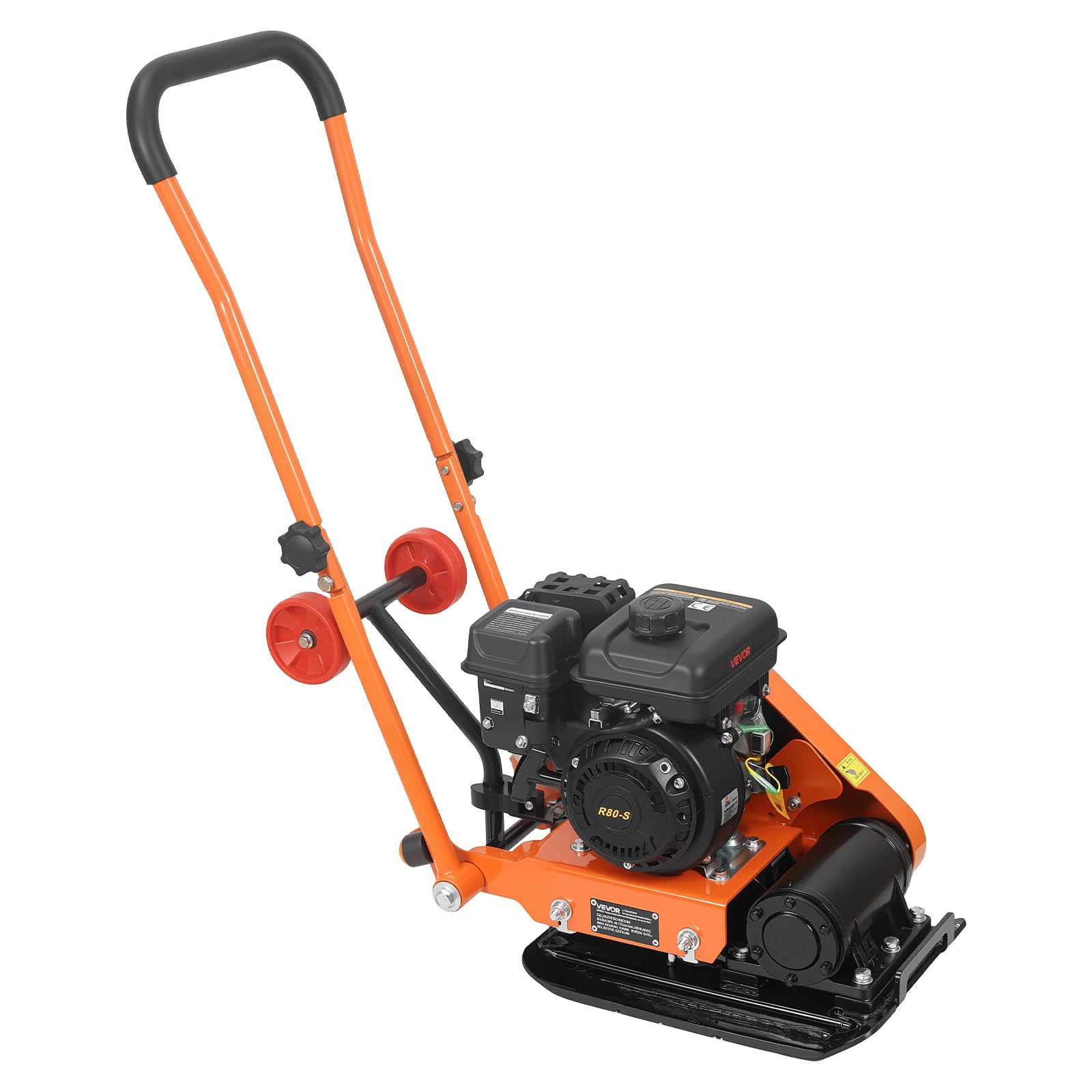VEVOR Plaque Vibrante Thermique 8 kN Compacteur à Plaque Vibrante Essence 2 hp pour Pavages, Aménagement Paysager, Asphalte, Fondations, Compactages de Sol, 5250 VPM, Zone de Compactage 41x31,5 cm