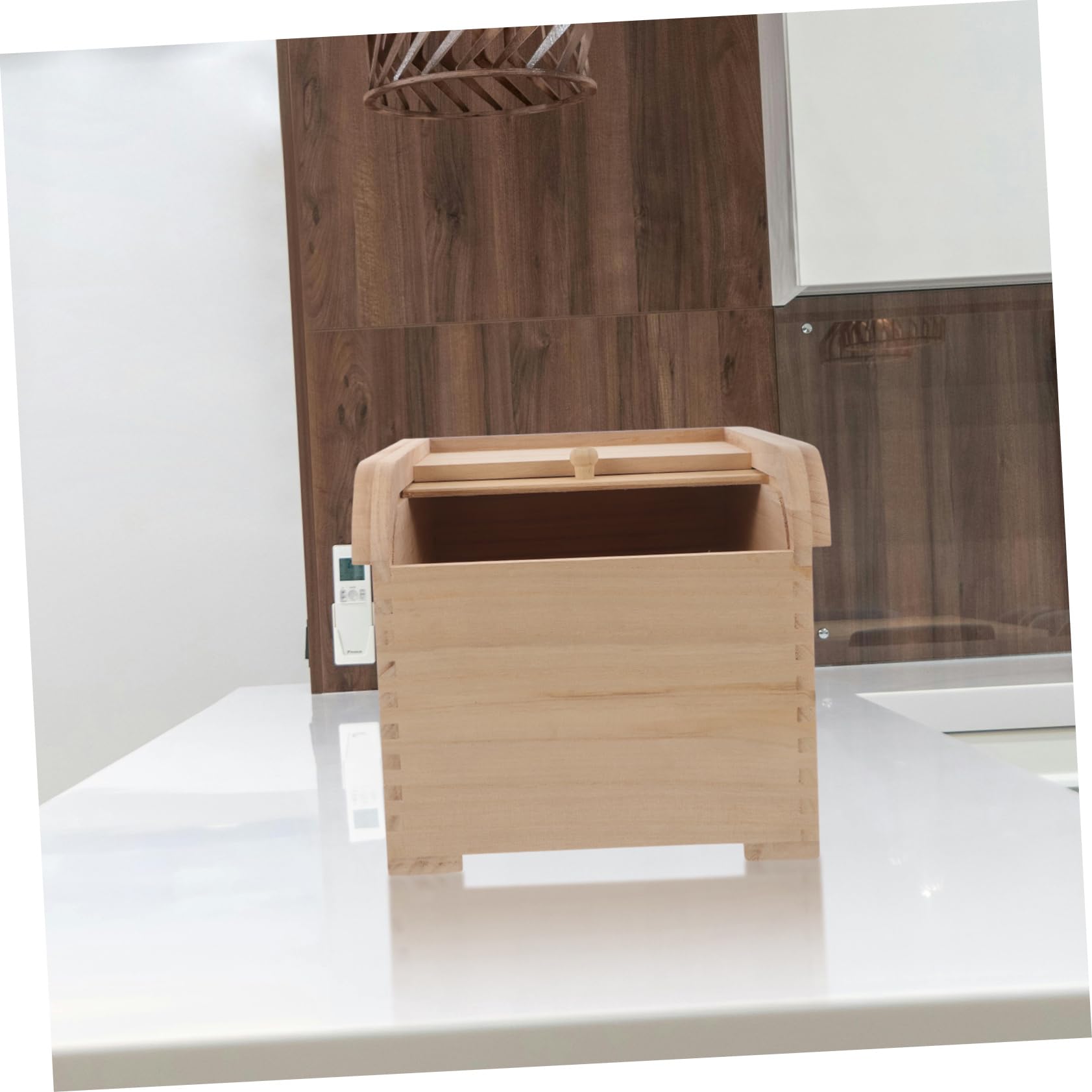 ULTECHNOVO Bac de Stockage pour Riz en Bois avec Couvercle, Seau Alimentaire 5Kg, Garde Grains Propres et Secs, Cuisine